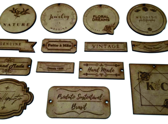 MDF e Acrílico indicado para uso diversos - Quantidade mínima 200 etiquetas